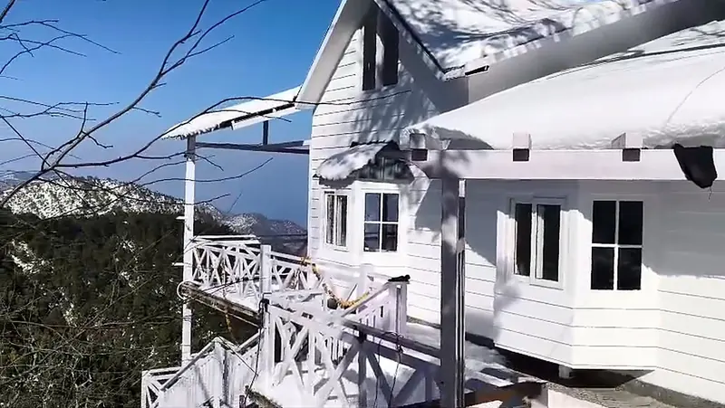 A clear morning after snowfall at Namah Stay Himalayas, Kanatal